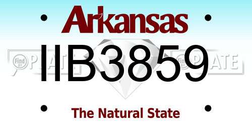 IIB3859 Arkansas License Plate