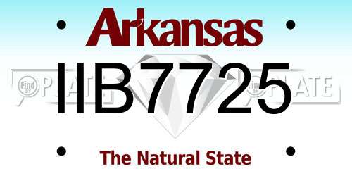 IIB7725 Arkansas License Plate