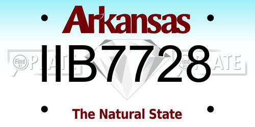 IIB7728 Arkansas License Plate