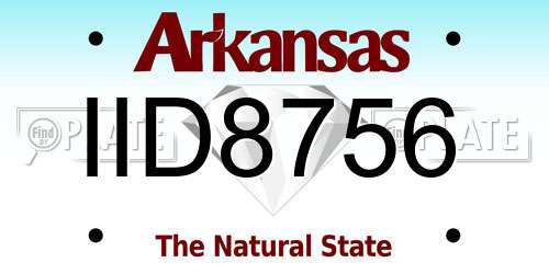 IID8756 Arkansas License Plate
