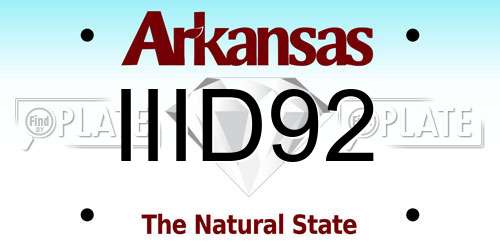 IIID92 Arkansas License Plate