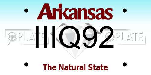 IIIQ92 Arkansas License Plate