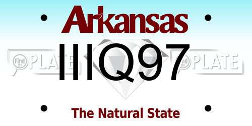 IIIQ97 Arkansas License Plate