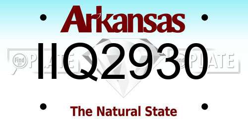 IIQ2930 Arkansas License Plate