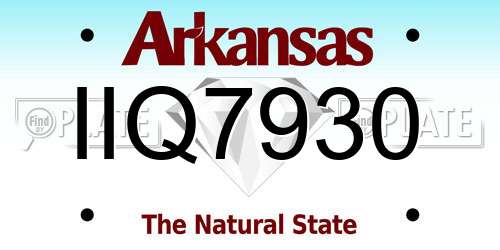 IIQ7930 Arkansas License Plate