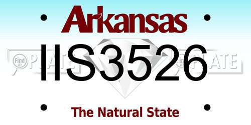 IIS3526 Arkansas License Plate