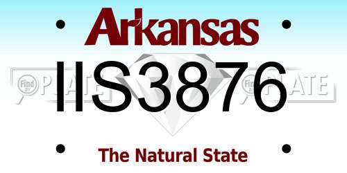 IIS3876 Arkansas License Plate