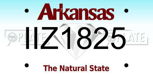 IIZ1825 Arkansas License Plate