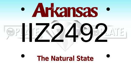 IIZ2492 Arkansas License Plate