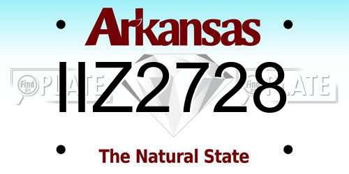 IIZ2728 Arkansas License Plate