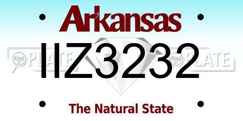 IIZ3232 Arkansas License Plate