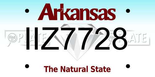 IIZ7728 Arkansas License Plate
