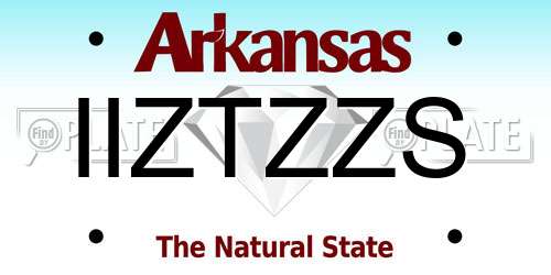 IIZTZZS Arkansas License Plate