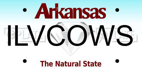 ILVCOWS Arkansas License Plate