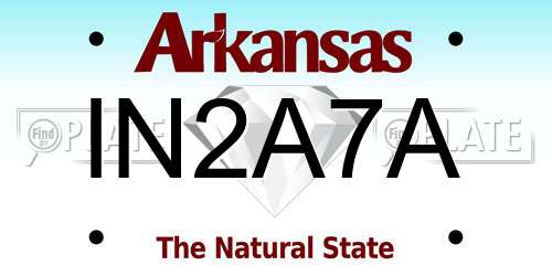 IN2A7A Arkansas License Plate