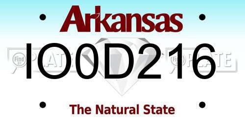 IO0D216 Arkansas License Plate