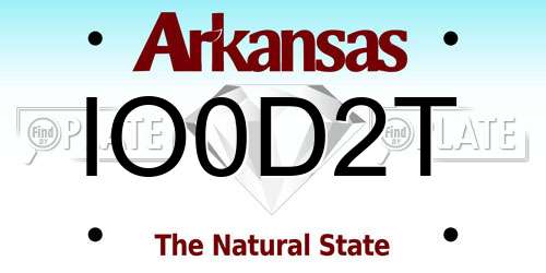 IO0D2T Arkansas License Plate