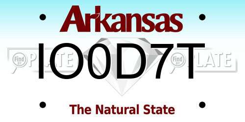 IO0D7T Arkansas License Plate
