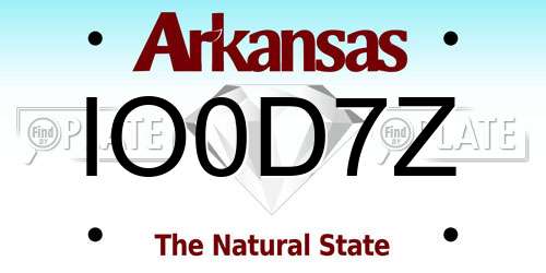 IO0D7Z Arkansas License Plate