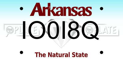 IO0I8Q Arkansas License Plate