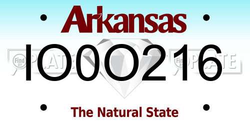 IO0O216 Arkansas License Plate