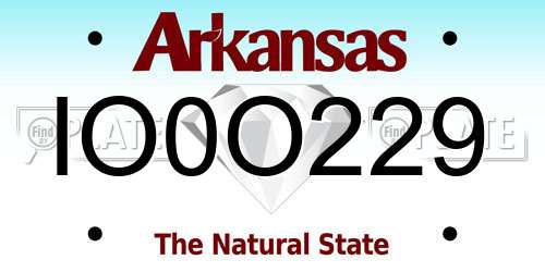 IO0O229 Arkansas License Plate