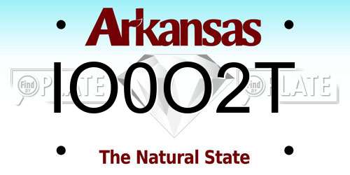 IO0O2T Arkansas License Plate