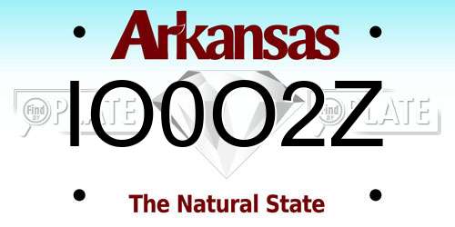 IO0O2Z Arkansas License Plate