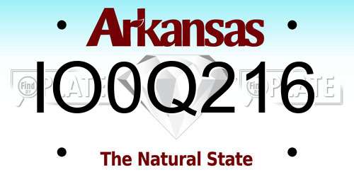 IO0Q216 Arkansas License Plate