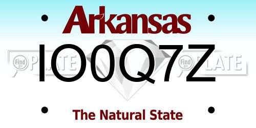 IO0Q7Z Arkansas License Plate
