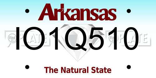 IO1Q510 Arkansas License Plate