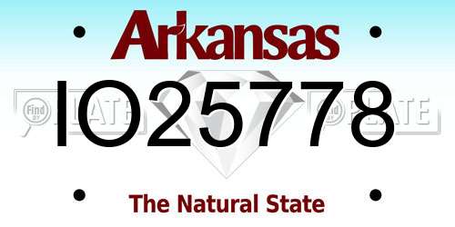 IO25778 Arkansas License Plate