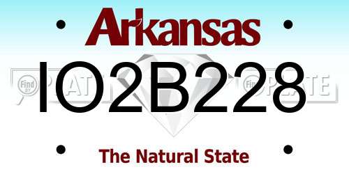 IO2B228 Arkansas License Plate
