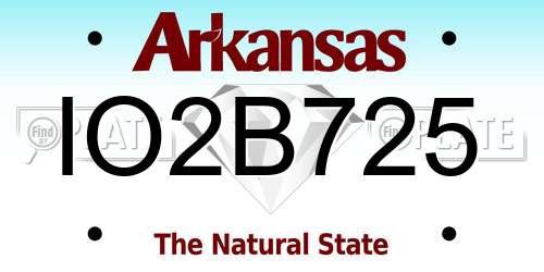 IO2B725 Arkansas License Plate