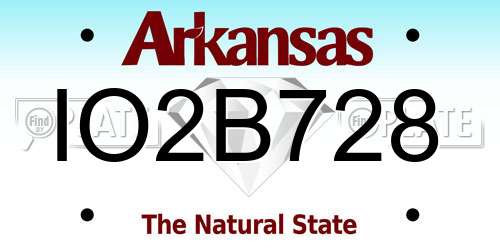 IO2B728 Arkansas License Plate