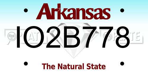 IO2B778 Arkansas License Plate