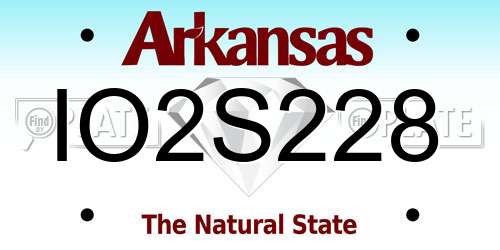 IO2S228 Arkansas License Plate