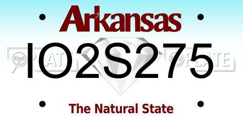 IO2S275 Arkansas License Plate