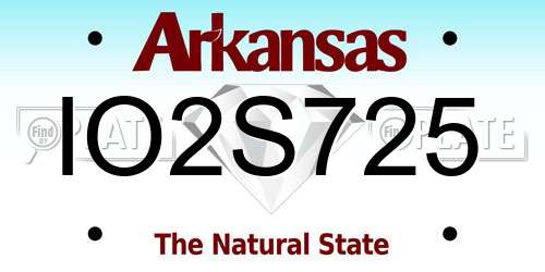 IO2S725 Arkansas License Plate