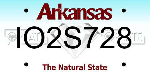 IO2S728 Arkansas License Plate