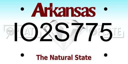 IO2S775 Arkansas License Plate
