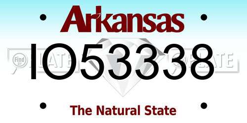 IO53338 Arkansas License Plate