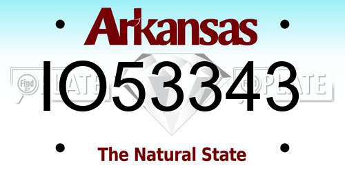 IO53343 Arkansas License Plate