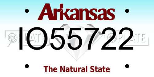 IO55722 Arkansas License Plate