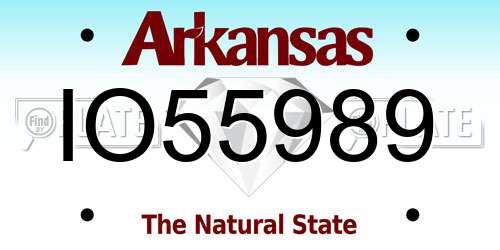 IO55989 Arkansas License Plate