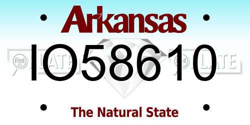 IO58610 Arkansas License Plate