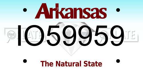 IO59959 Arkansas License Plate