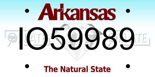 IO59989 Arkansas License Plate