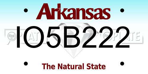 IO5B222 Arkansas License Plate