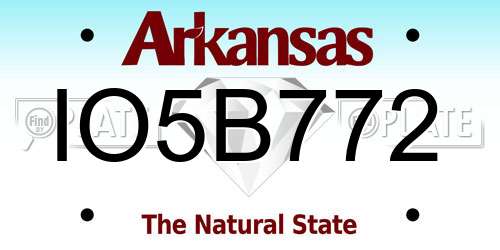 IO5B772 Arkansas License Plate